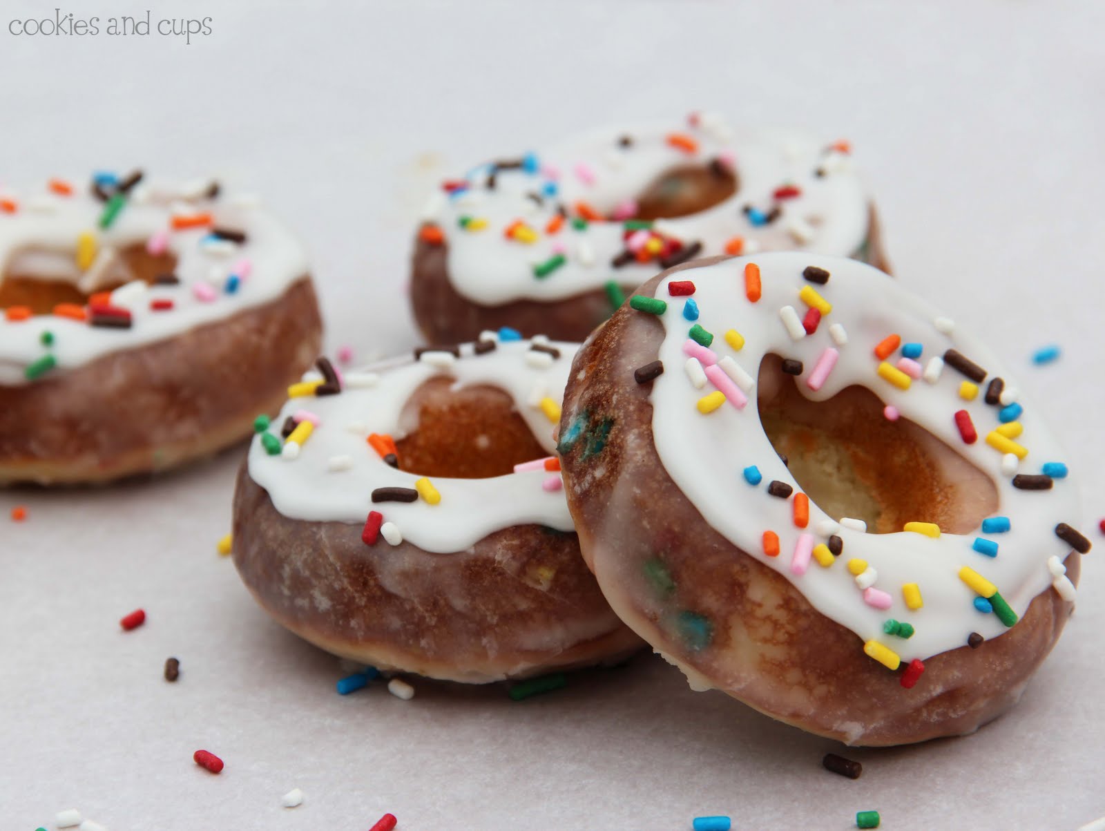 Double Glazed Funfetti Donuts Cookies and Cups