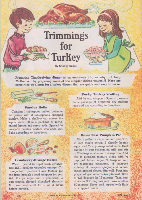 vintage childrens recipes thanksgiving turkey dinner cooking
