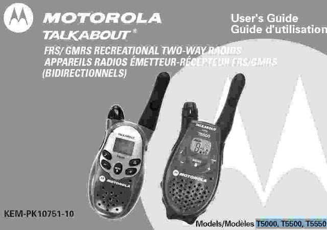 Motorola Talkabout T5000 Manual - Download Manual PDF Online