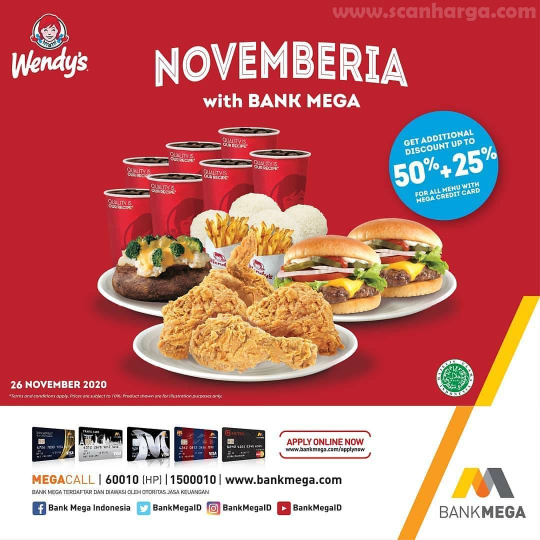 Wendys Promo Diskon 50 + 20 dengan Menggunakan Kartu Kredit Bank Mega