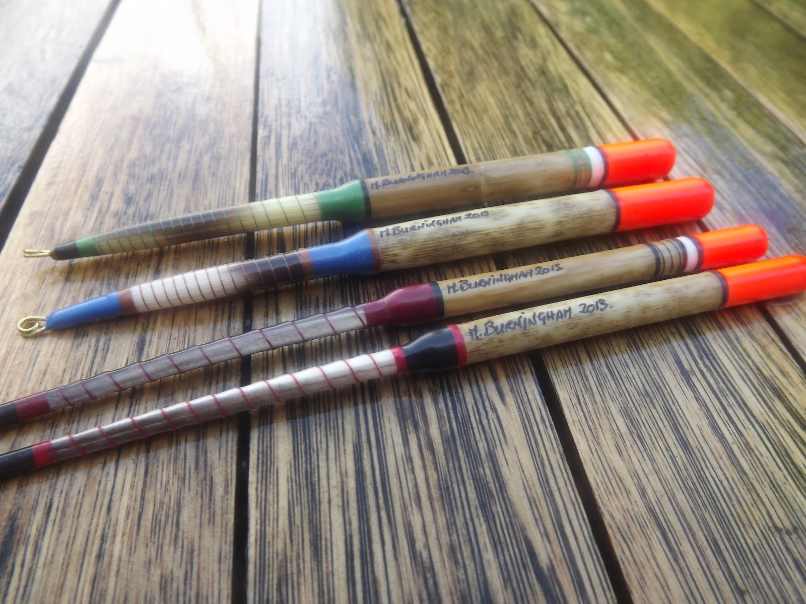 Handmade Fishing Floats by Mark Burningham. Norfolk reed wagglers.