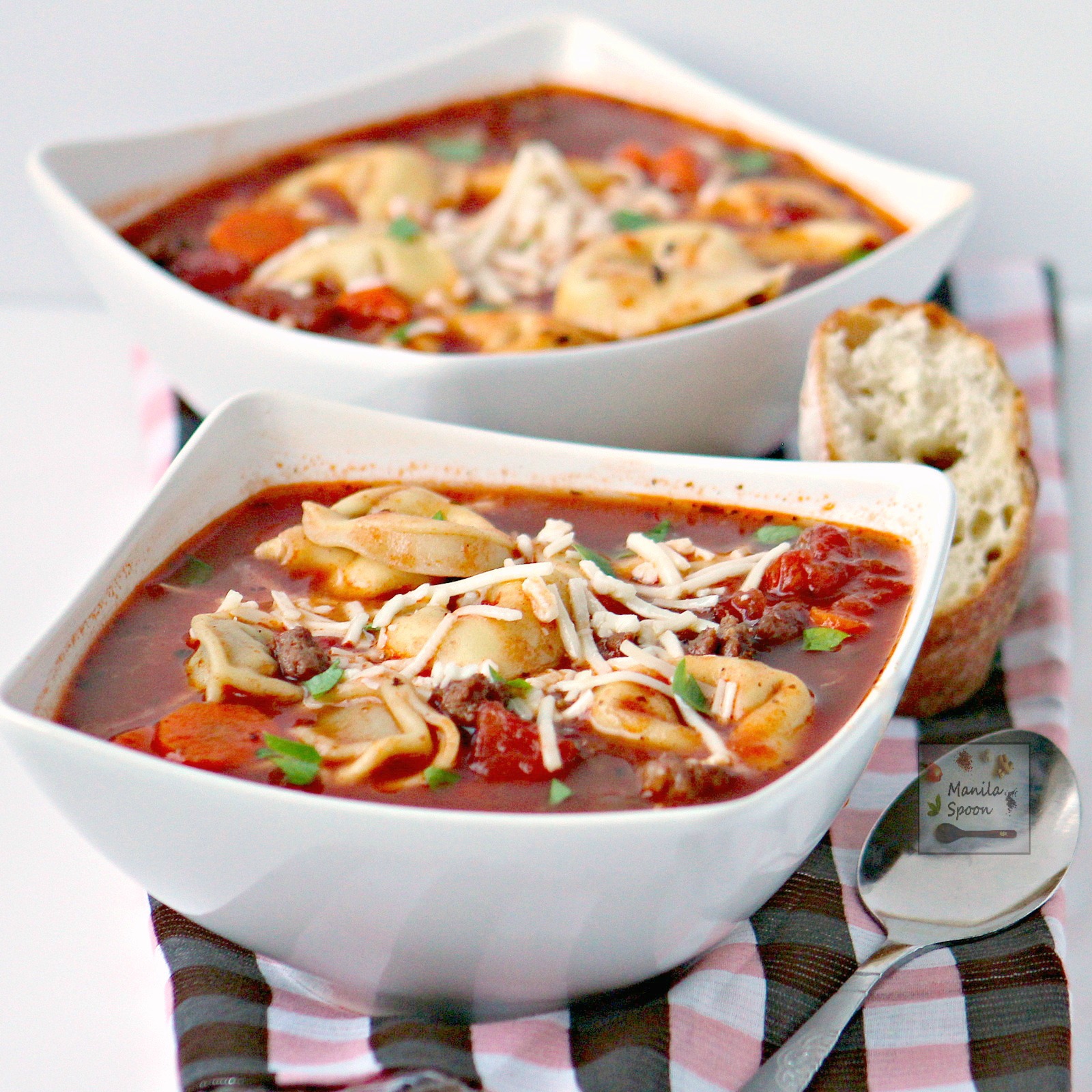 vegetables - a complete and delicious meal by itself to warm you up this fall and winter - Italian Sausage and Tortellini Soup