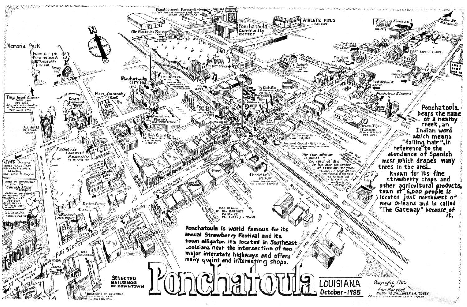 The Barthet Gallery Ponchatoula Map 1985