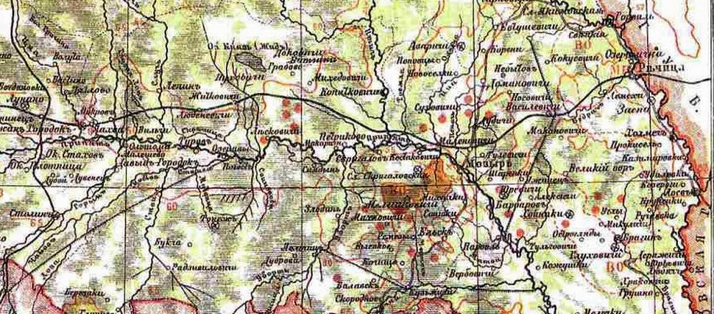 Карта мозырского района с деревнями и дорогами