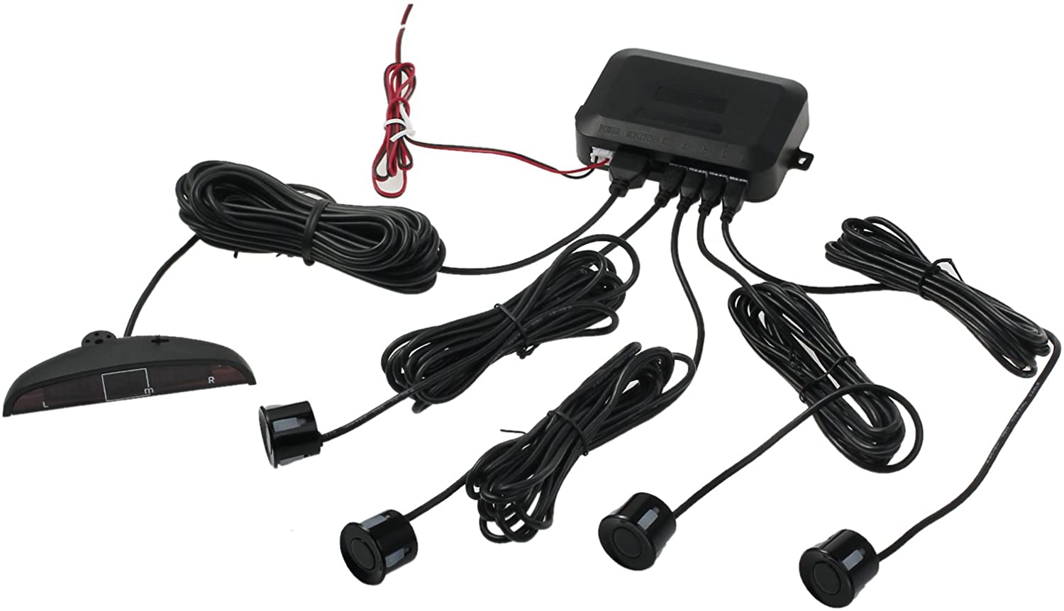 Kit Sensore Di Parcheggio Posteriore Con Display LED - 4 Sensori Ultrasuoni - Doppia CPU - Per Auto - Argento
