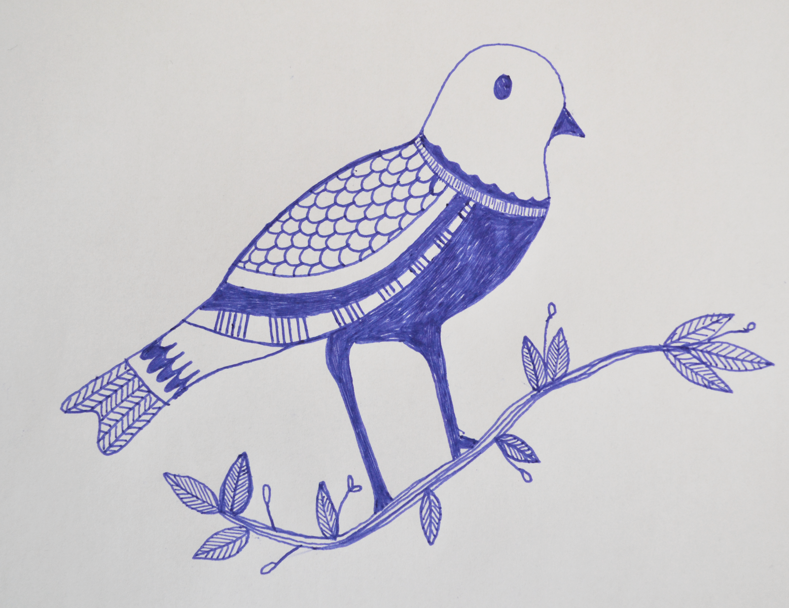 I Like Lines Draw a Doodle a Day 2 Bird on a branch