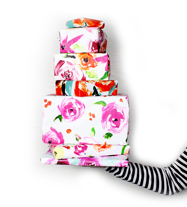 finger painted wrapping paper