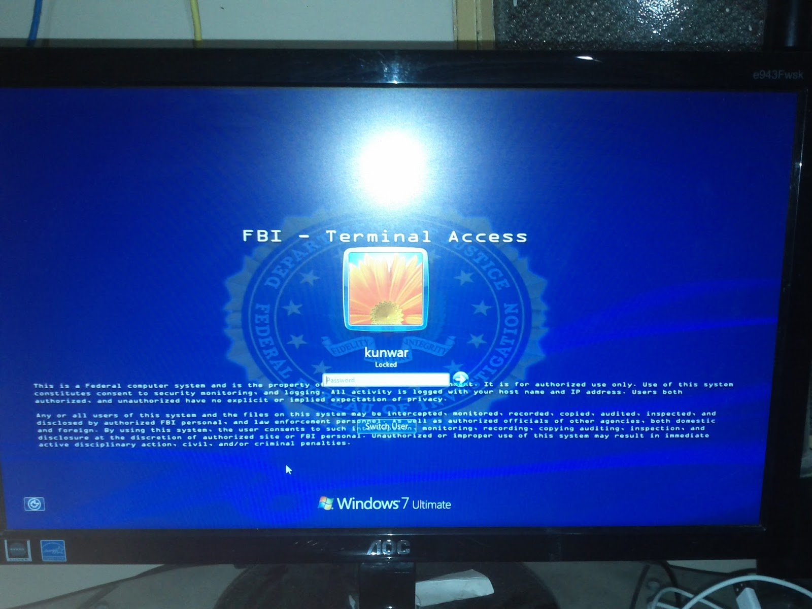 How to get your computer to have an FBI login screen Ethical Leets