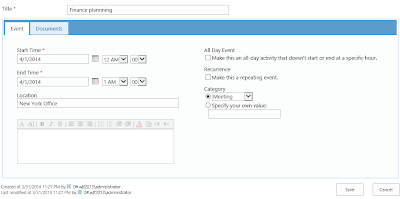 SharePoint event form with related documents
