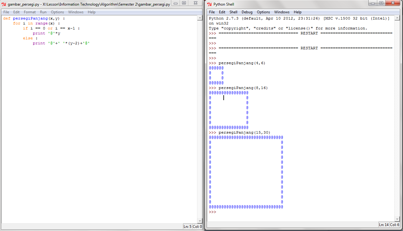 Membuat Dimensi (Segitiga Siku) dan Persegi di Bahasa Pemrograman ...
