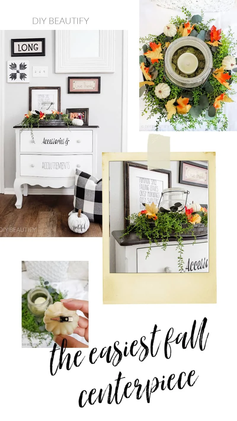 collage of fall centerpiece