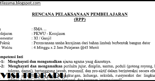 RPP PKWU Kelas XI K13 Revisi Terbaru RPP KURIKULUM 2013 SMA