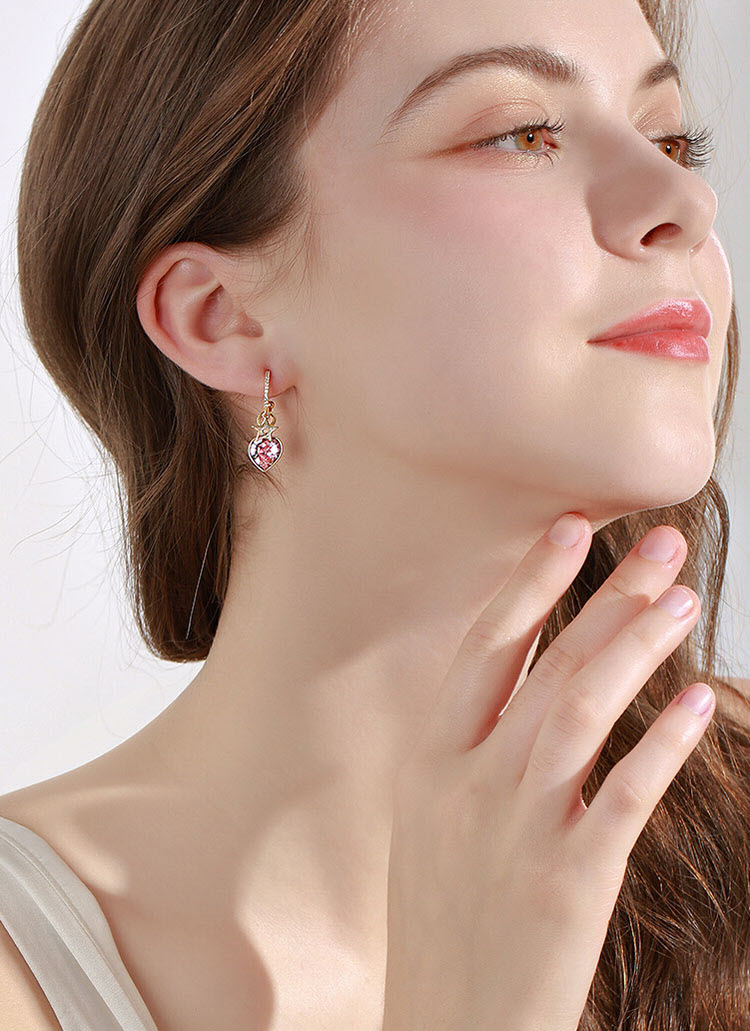 粉紅甜心水晶鋯石耳環
