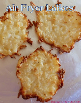 Air Fryer Latkes for any day! This quick, easy, lower fat version makes latkes not just a once a year treat any more. | recipe developed by www.BakingInATornado.com | #recipe #dinner