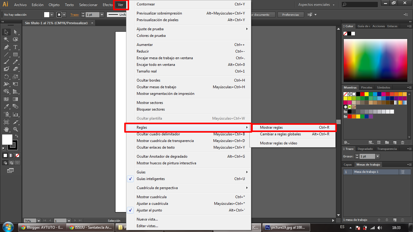 Mostrar reglas y cambiar su unidad en ILLUSTRATOR