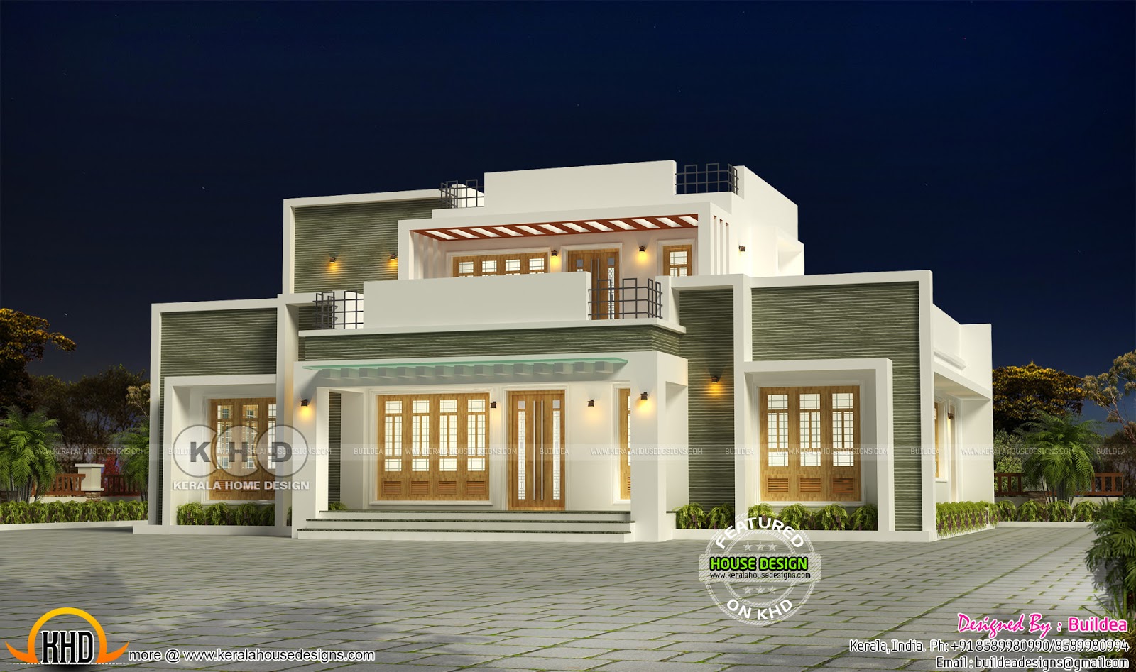 2155 square feet modern flat roof house design Kerala