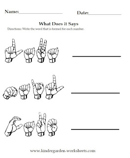 Kindergarten Worksheets: Worksheets - Sign Language