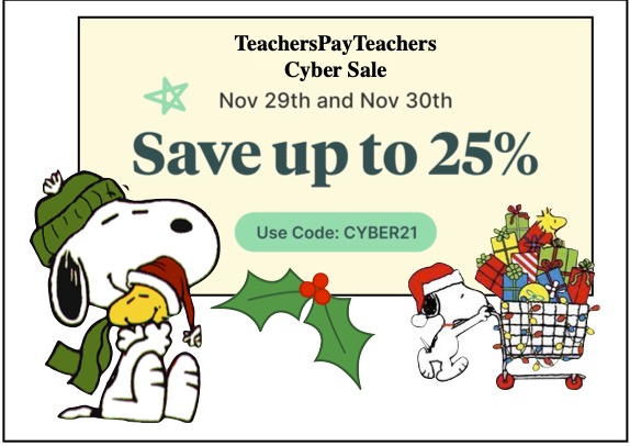 Welcome to Cyber Tuesday ~ Where EVERYTHING is 25% Off in My TpT Store!