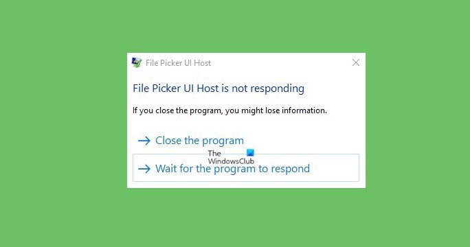 L'host dell'interfaccia utente di selezione file non risponde