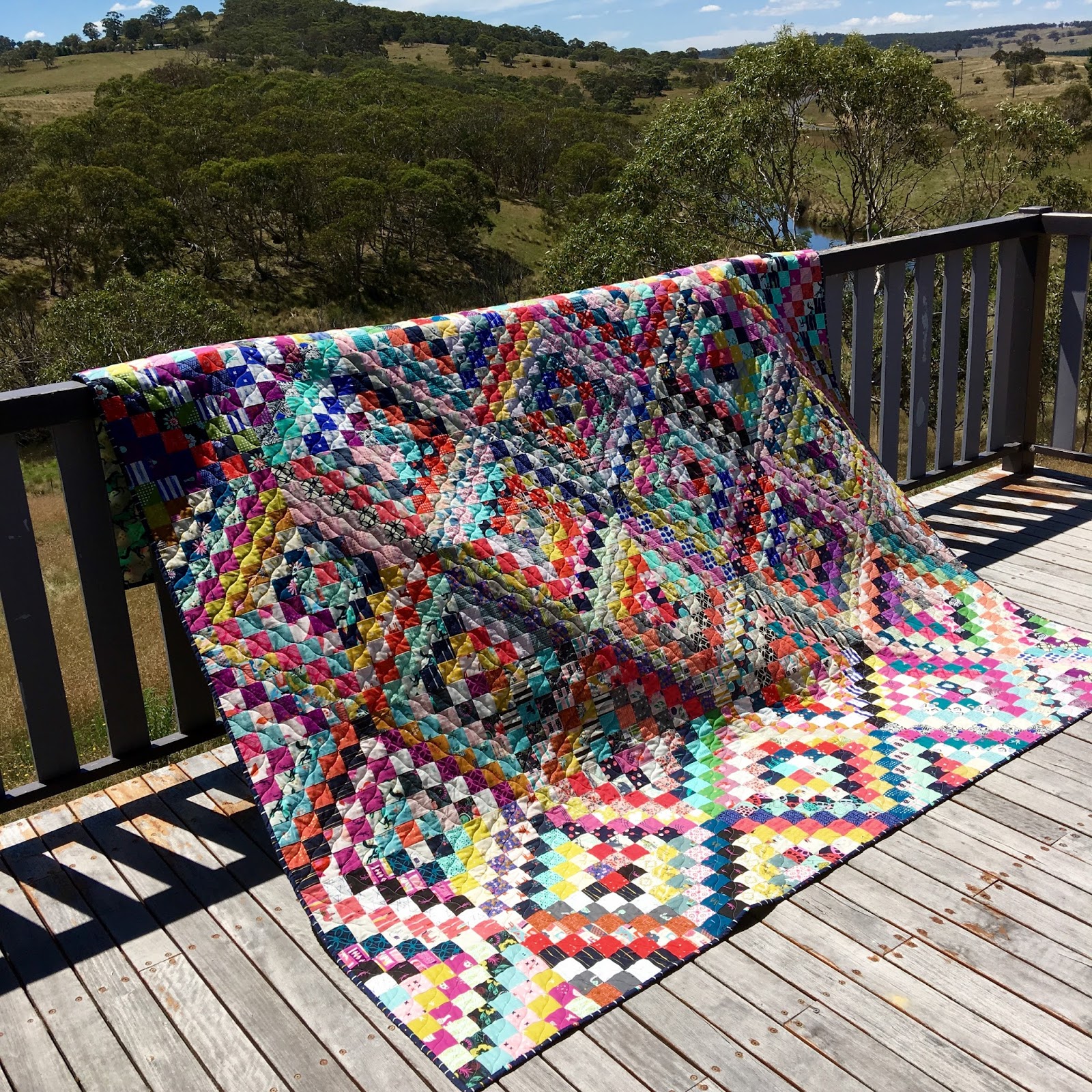 Gone Aussie Quilting Cotton and Steel Scrappy Trip Quilt
