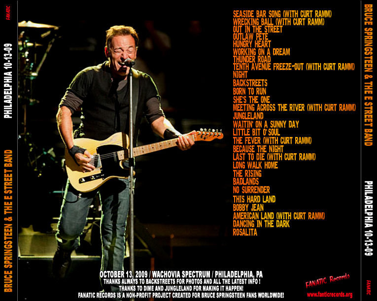 T.U.B.E. Bruce Springsteen 20091013 Philadelphia, PA (AUD/FLAC)