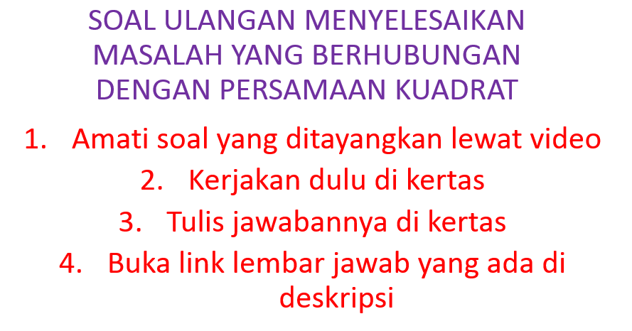 soal ulangan persamaan kuadrat bagian 2