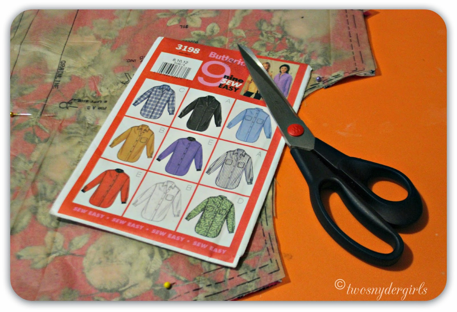 Sewing pattern on cutting board