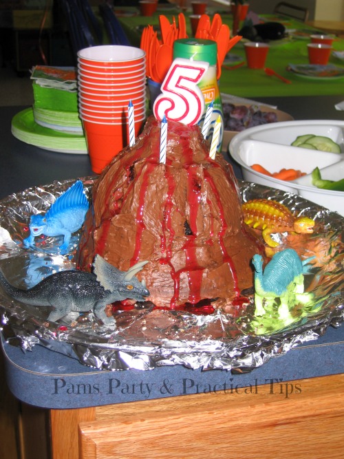 Volcano Cake for Dinosaur Party 
