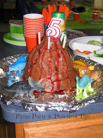 Volcano Cake for Dinosaur Party 