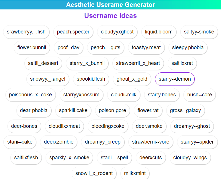 aesthetic username generator