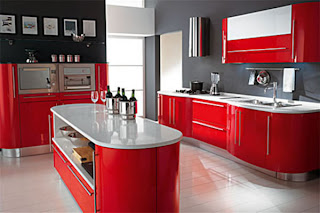 Modern Red Kitchen Cabinets Design