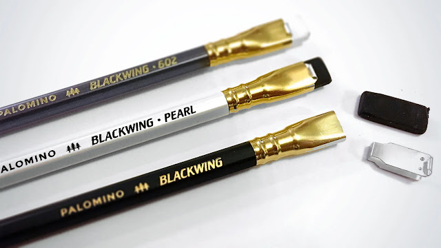 three different kinds of palomino blackwing pencils placed together