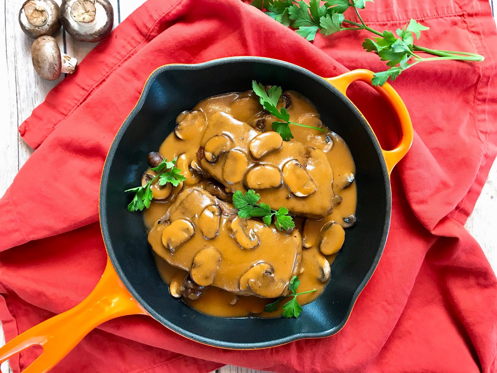 Seared Steaks with Cremini Mushroom Gravy