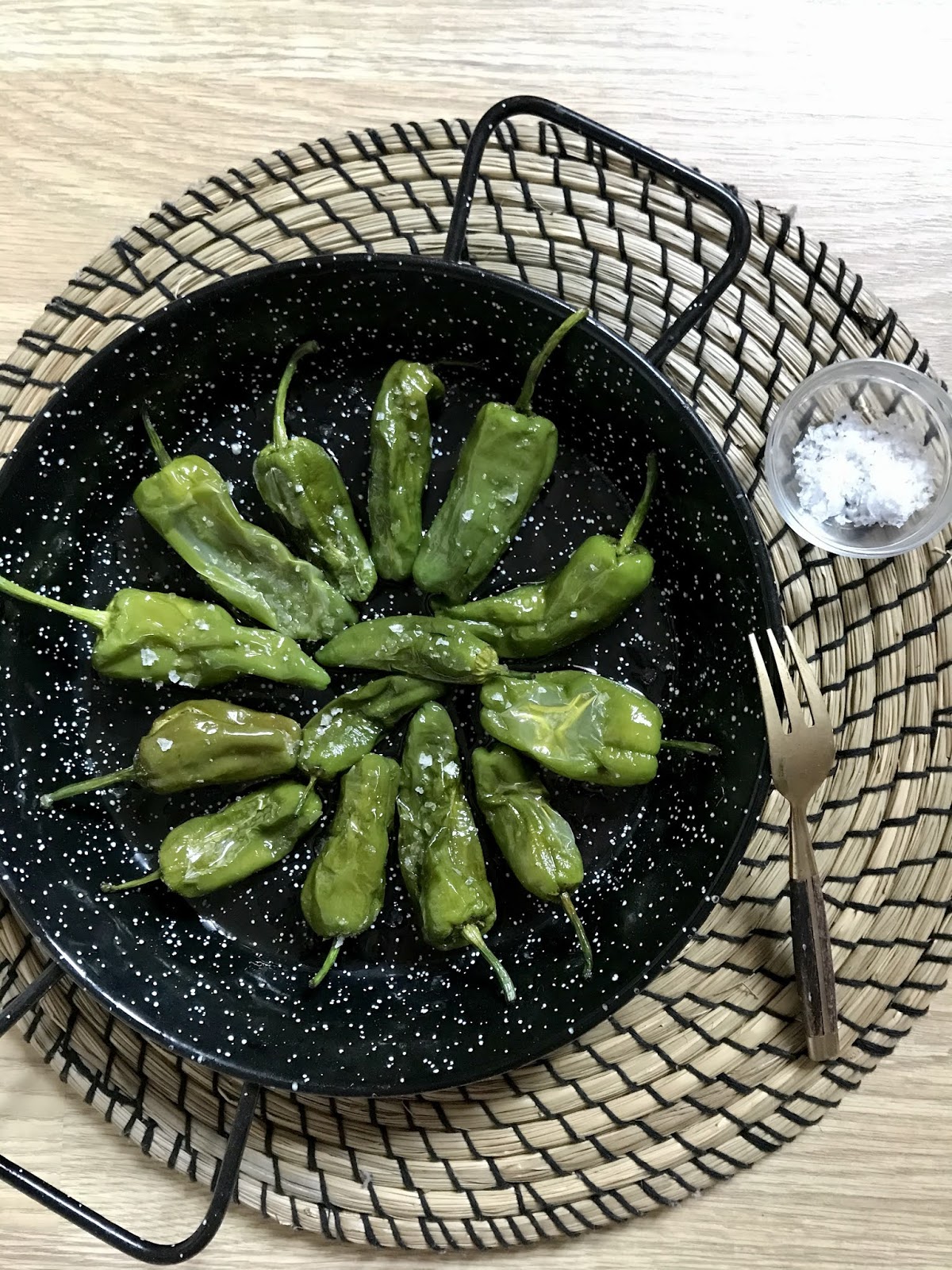 Pimientos verdes “fritos” en el microondas