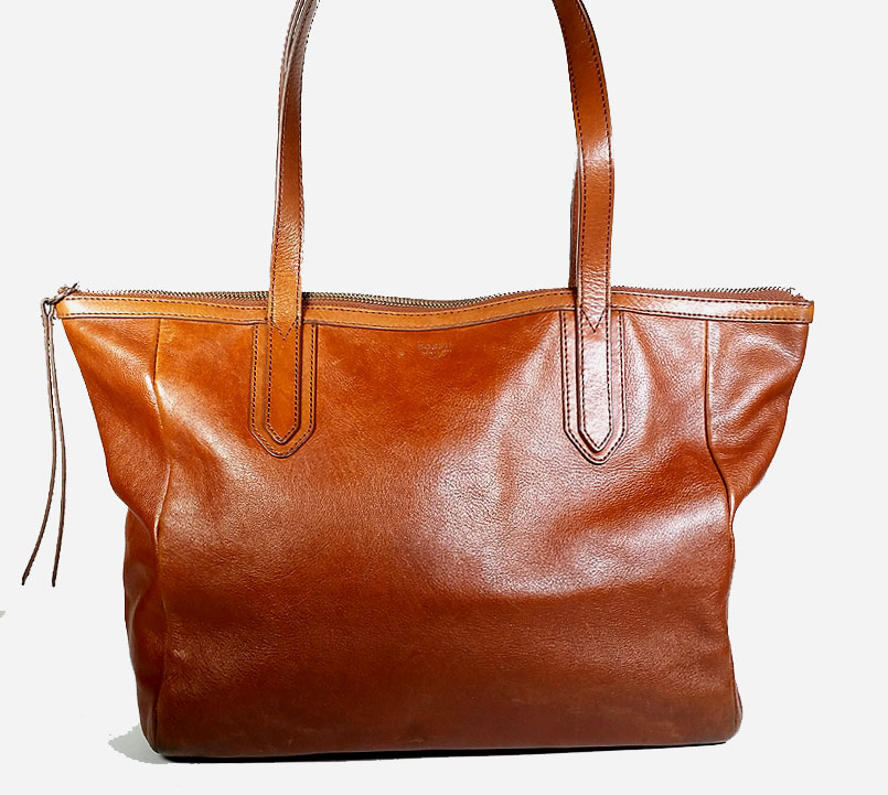 FOSSIL Large SYDNEY SHOPPER COGNAC Brown Shoulder Shopper Leather Tote Purse Bag | eBay