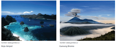 Kepulauan Raja Ampat di Papua Barat dan Gunung Bromo di Jawa Timur www.simplenews.me