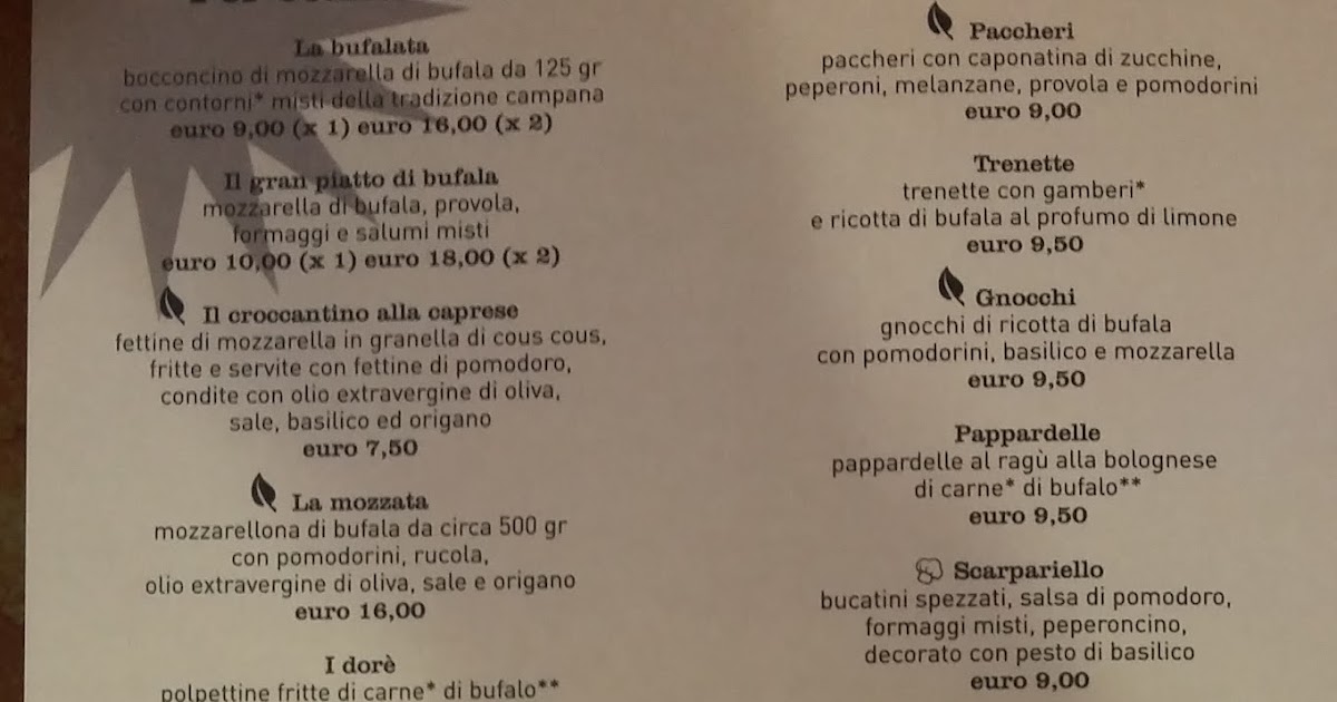 Menu e Prezzi: Catena di pizzerie Fratelli la Bufala