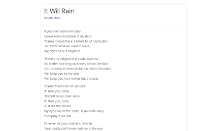 Lirik It Will Rain Bruno Mars Dan Terjemahan Lagu