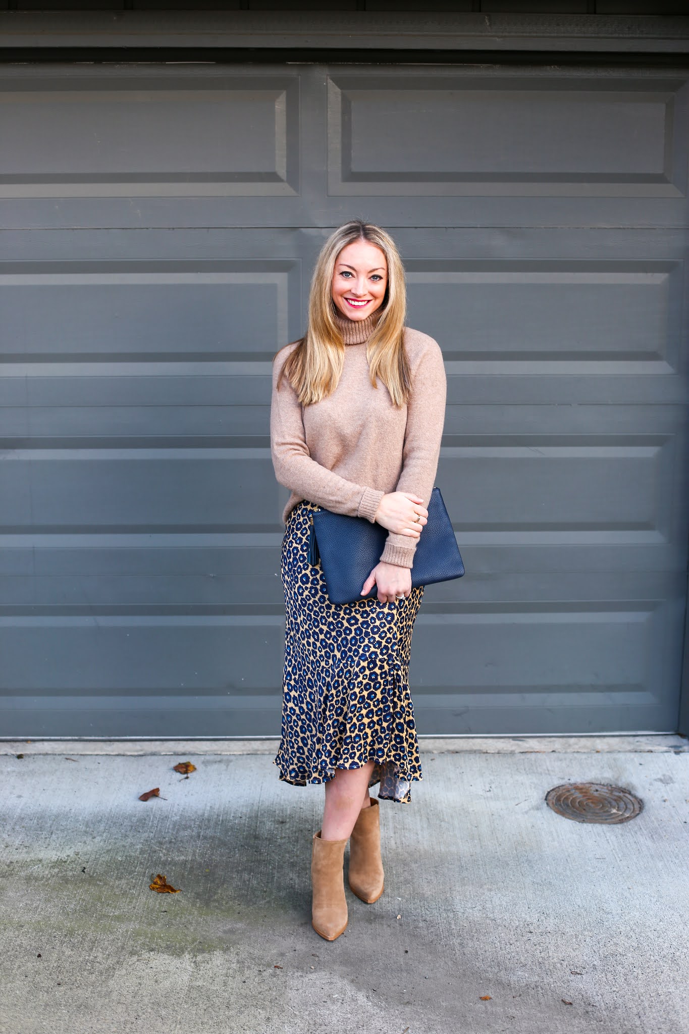 Winter Style: Satin Midi Skirt + Supersoft Turtleneck