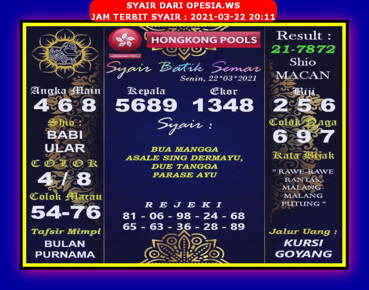 ᑔᑔ Syair batik hk 22 april 2021  ණ 