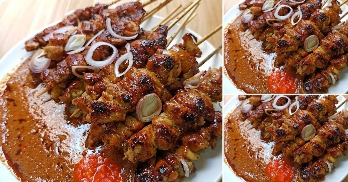 Sate Ayam Komplit. Resep Sate, Saus Kacang, dan Pelengkapnya Semua Dibahas di Sini 😊 Resep Spesial