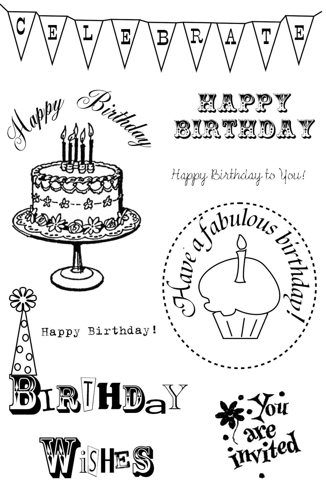 FREE ViNTaGE DiGiTaL STaMPS FREE Digital Stamps Happy Birthday FREE ViNTaGE DiGiTaL STaMPS FREE Digital Stamps Happy Birthday
