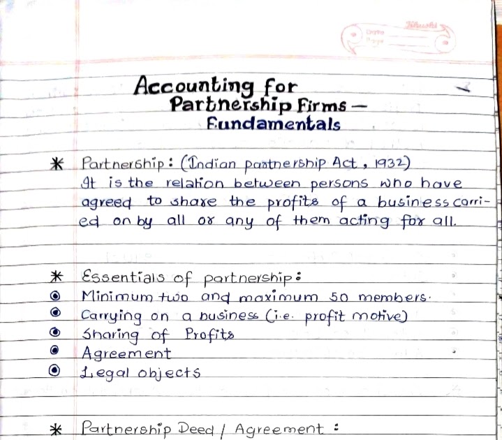 Class 12 ( Accounting for partnershipFundamentals) Hand written notes