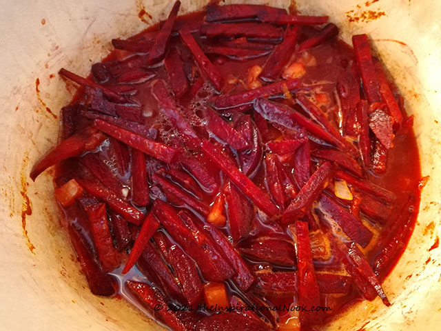 Cooking beets for borscht, borsch