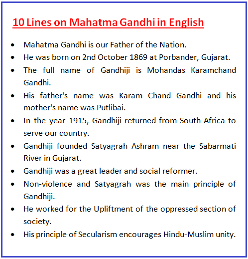 mahatma gandhi essay in 10 lines