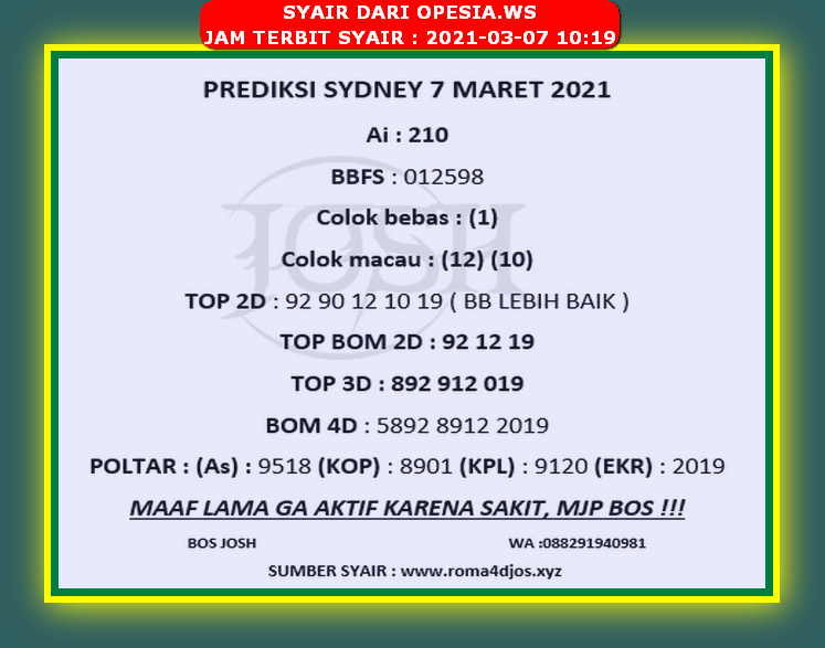 PREDIKSI SIDNEY