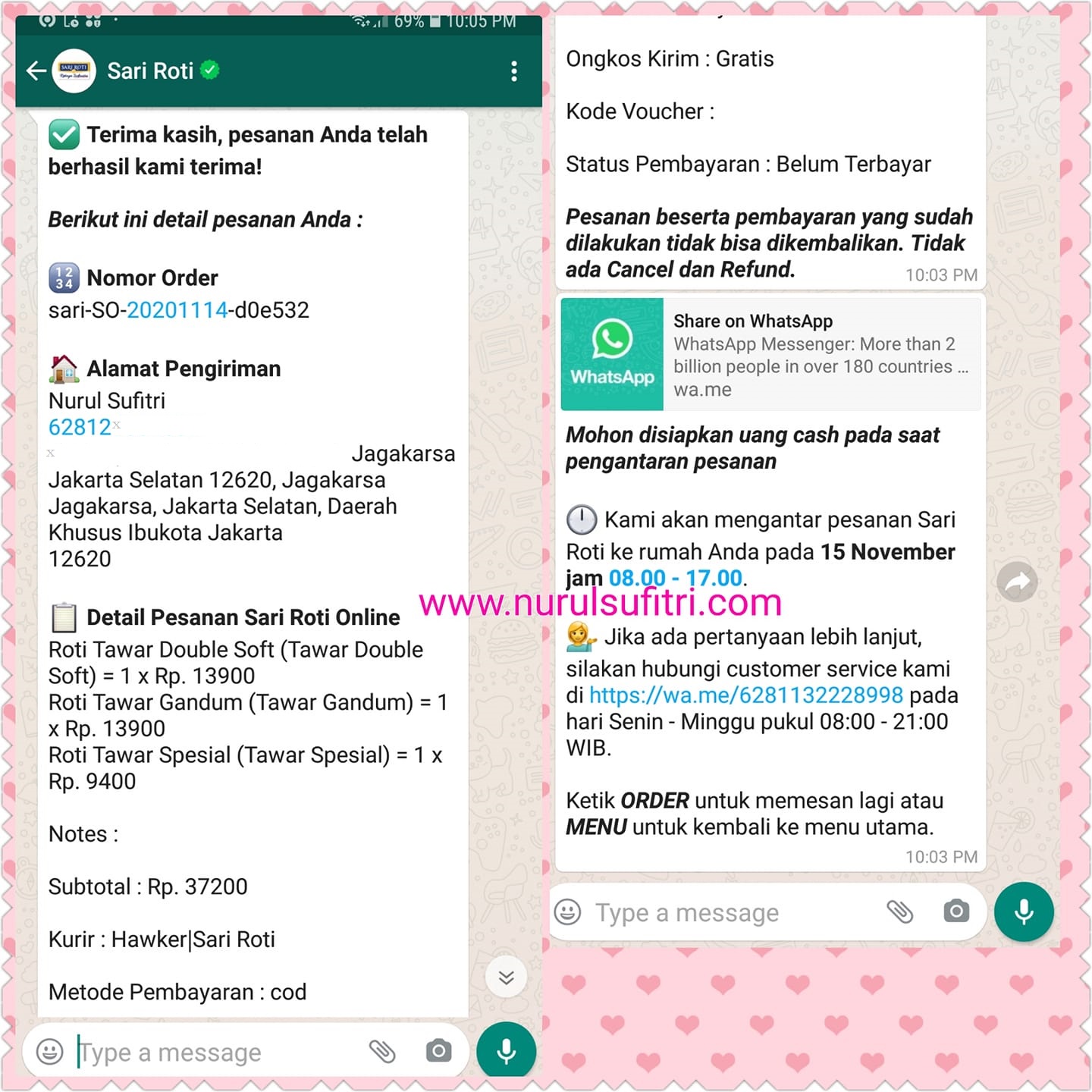 Cara Order Sari Roti Via WhatsApp Dapat Diskon dan Gratis Ongkir Nurul Sufitri Travel Lifestyle Blog Review