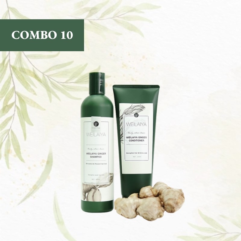 Weilaiya Combo 10 cặp Cặp dầu gội xả gừng trắng Ginger Shampoo + Ginger Conditioner, My Pham Nganh Toc