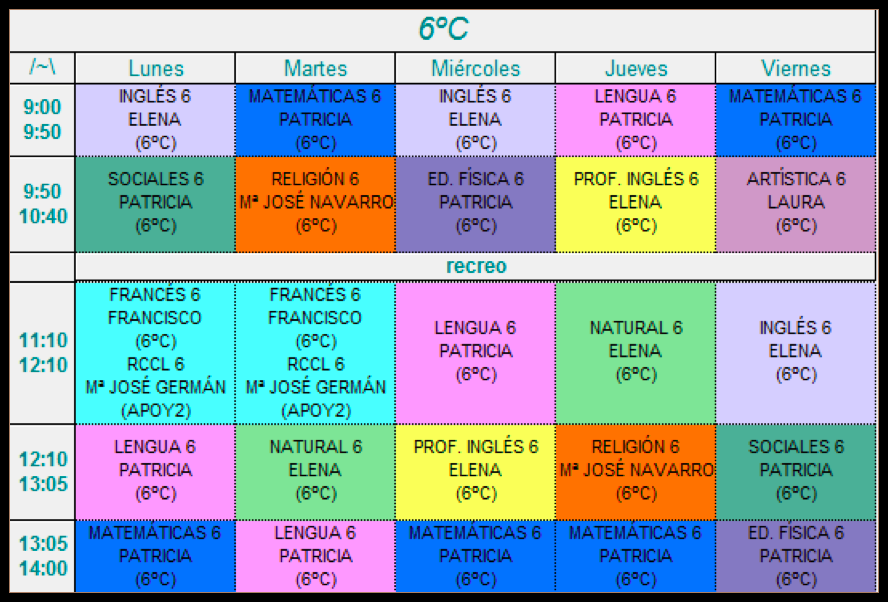 Horario De Sexto Grado De Primaria sexto-educacion-primaria.blogspot.com