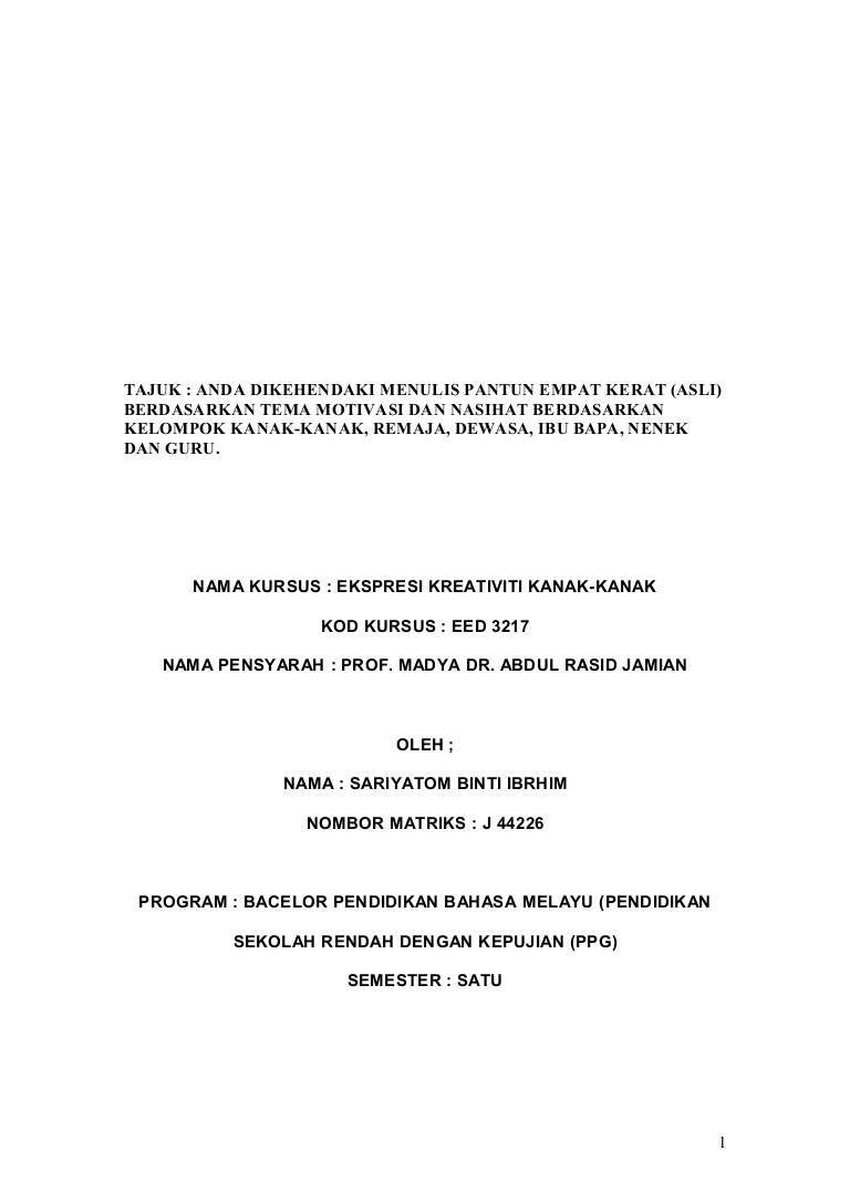 Contoh Pantun Perkenalan Nama Diri Sendiri Safekey